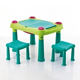 Kép 1/3 - Keter Creative play table műanyag kerti játékasztal 2 székkel