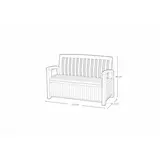 Kép 4/4 - Keter Patio Bench kerti pad, tároló, fehér, 227L