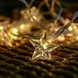 Kép 2/3 - Csillagfüzér, meleg fehér, átlátszó kábel, elemes, 10LED, 1m
