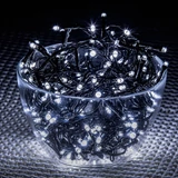 Kép 2/4 - Kültéri fényfüzér, elemes, hideg fehér, timer funkció, 40LED, 3.2m