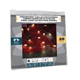 Kép 5/5 - Tündérfény csillagokkal, meleg fehér, ezüst kábel, 20LED, 2m