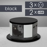 Kép 2/4 - Delight rejtett 3-as elosztó, kerek, 2db USB, fekete