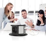 Kép 4/4 - Delight rejtett 3-as elosztó, kerek, 2db USB, fekete
