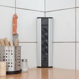 Kép 2/5 - Delight 4-es sarokelosztó, 2db USB, alumínium