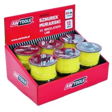 AWTools kőműves zsinór, sárga, 1.5mm, 50m, 12db