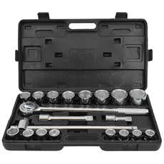 AWTools dugókulcs készlet racsnis hajtókarral, 3/4&quot;, 19-50mm, 21db