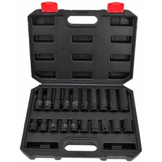 AWTools Black Line gépi dugókulcs készlet, HEX, 1/2&quot;, 38-70mm, 10-19mm, 20db