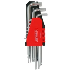 AWTools imbuszkulcs készlet, gömbfejű, CrV 6150, hosszú, 2-12mm, 10db