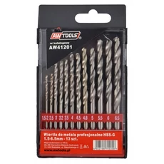 AWTools fémfúrószár készlet, hengeres, HSS-G, 1.5-6.5mm, 13db