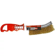 AWTools drótkefe műanyag markolattal, sárgaréz, 25cm