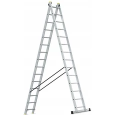 AWTools létra, kétágú, kitolható, alumínium, 150kg, 2x14 fok