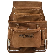 AWTools szerszámtartó, velúr bőr, övre fűzhető, 10 zseb