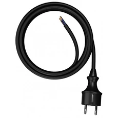 AWTools H05VV-F hálózati kábel dugvillával, fekete, 2x1mm2, 2m