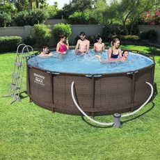 Bestway Mykonos Lux fémvázas medence szett, rattan hatású, 3.66x1.0m