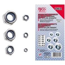 BGS-8135 Hatszögletű csavaranya-készlet, önbiztosító 146 darabos