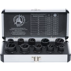 BGS-20210 Spirálbites dugókulcskészlet, csavarkiszedő, 10mm (3/8") 9-19mm, 10 darabos