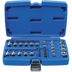 BGS-5021 Behajtófej- és dugókulcsbetét-készlet, T-profil 10mm (3/8") 34 darabos