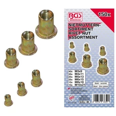 BGS-14126 Szegecsanya készlet galvanizált 150 részes BGS-14126 Szegecsanya készlet galvanizált 150 részes