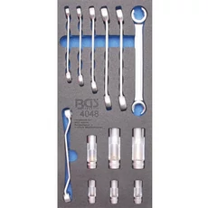 BGS-4048 Műhelykocsi-betét, nyitott csillagkulcs és speciális dugókulcsbetétek 10mm (3/8") 13db BGS-4048 Műhelykocsi-betét, nyitott csillagkulcs és speciális dugókulcsbetétek 10mm (3/8") 13db