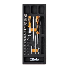 Beta 25 részes 1/4" bit-és dugókulcs készlet lágy hőformált tálcán