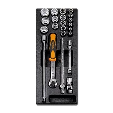 Beta T92 22 részes 3/8" dugókulcs készlet kemény hőformált műanyag tálcán