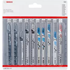 Bosch dekopírfűrészlap készlet fához, fémhez, műanyaghoz, T-befogás, 10db