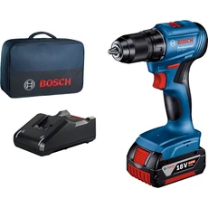 Bosch GSR 185-LI akkus fúrócsavarozó kofferban, 18V, 13mm (4Ah akkuval és töltővel)