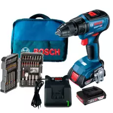 Bosch GSR 18V-50 akkus fúrócsavarozó tartozékokkal, 18V, 13mm (2x2Ah akkuval és töltővel)