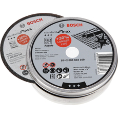 Bosch Standard for Inox Rapido vágótárcsa sarokcsiszolókhoz, egyenes, 125x1mm, 10db