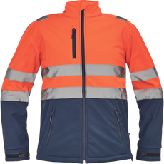 Cerva Granada láthatósági softshell kabát, narancssárga-kék, 3XL