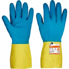Cerva Free Hand Caspia védőkesztyű, latex-neopren, kék-sárga, 7