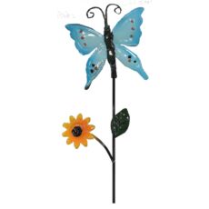 Chomik kerti dekor pillangó pálcán, alumínium, 40.5cm