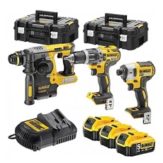 DeWalt DCK368P3T XR akkus gépszett (3 gép, 3db 5.0Ah akkuval és töltővel, 2db kofferrel)