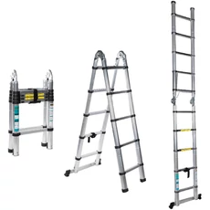 Detoolz létra, teleszkópos, alumínium, csuklós, 10 fok, 0.9-3.2m