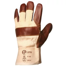 EP színes színmarha vászon kézháttal bőrkesztyű , fehér, 10