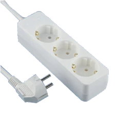 Hálozati elosztó 3db aljzattal 5,0m 230V (fehér) Hálozati elosztó 3db aljzattal 5,0m 230V (fehér)