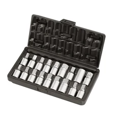 Ellient Tools olajleeresztő dugókulcs készlet, 3-4-6 lapos fejjel, 3/8", 18 darabos