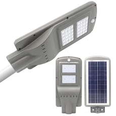 Napelemes utcai LED lámpa, hideg fehér, 40W