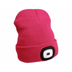 Extol kötött sapka, kivehető LED homloklámpával, pink