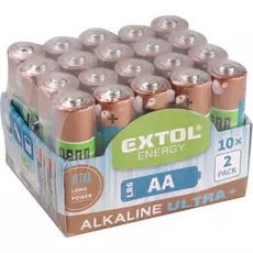 Extol elem klt. 20 db, alkáli, 1,5V, méret: AA (LR6), hosszú étettartam, 10×2db-os kinálóban