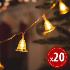 Family Christmas LED fényfüzér, csengettyű, melegfehér, 2.3m 