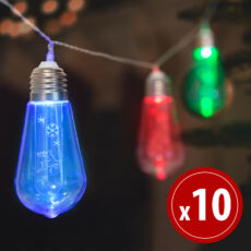 Family Christmas LED fényfüzér, villanykörte, 10 LED, 1.9m