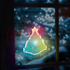 Family Christmas karácsonyi RGB LED dekor, öntapadós, fenyőfa
