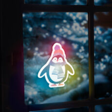 Family Christmas karácsonyi RGB LED dekor, öntapadós, pingvin