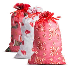 Family Christmas organza ajándéktasak, 3-féle, 20x30cm