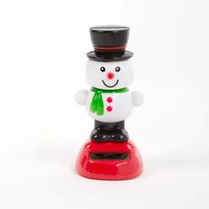 Family Christmas szolár dekoráció, sapkás hóember, 10cm