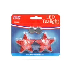 Family Decor LED teamécses, csillag, piros, 2db