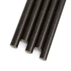 Family papír szívószál, 197x6mm, fekete, 150db