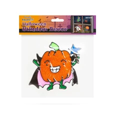 Family Halloween színes ablakdekor, csillámos tök