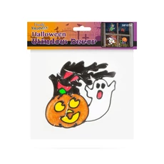 Family Halloween színes ablakdekor, csillámos tök és szellem